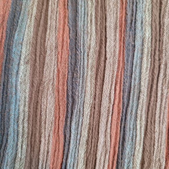 Pact Pants Woman Large Brown Striped Organic Cotton Cropped Gauze Boho - Picture 4 of 15